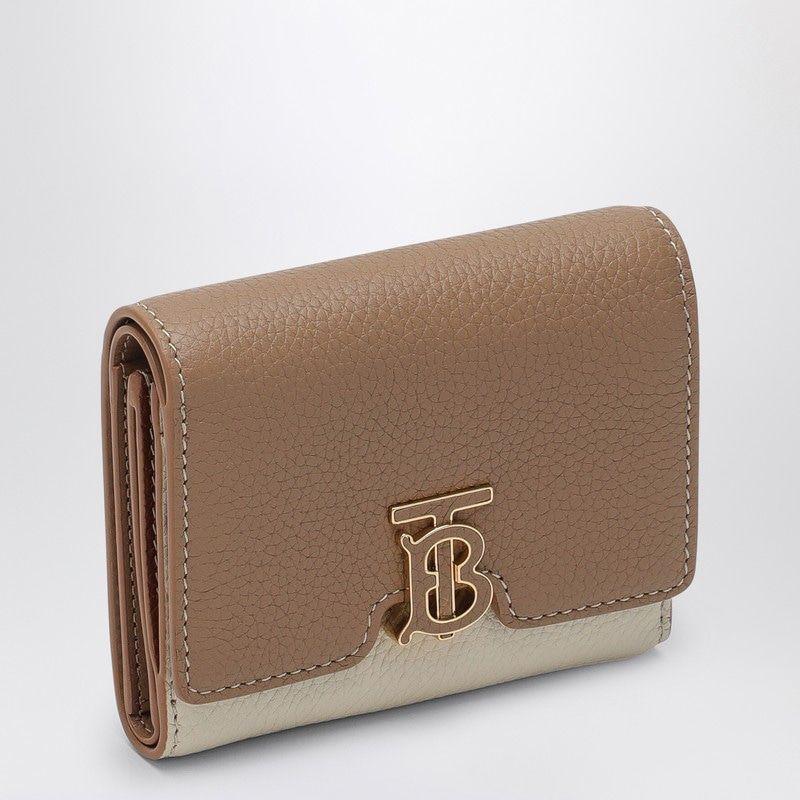 BURBERRY Mini Trifold Leather Wallet In Tan Product Image