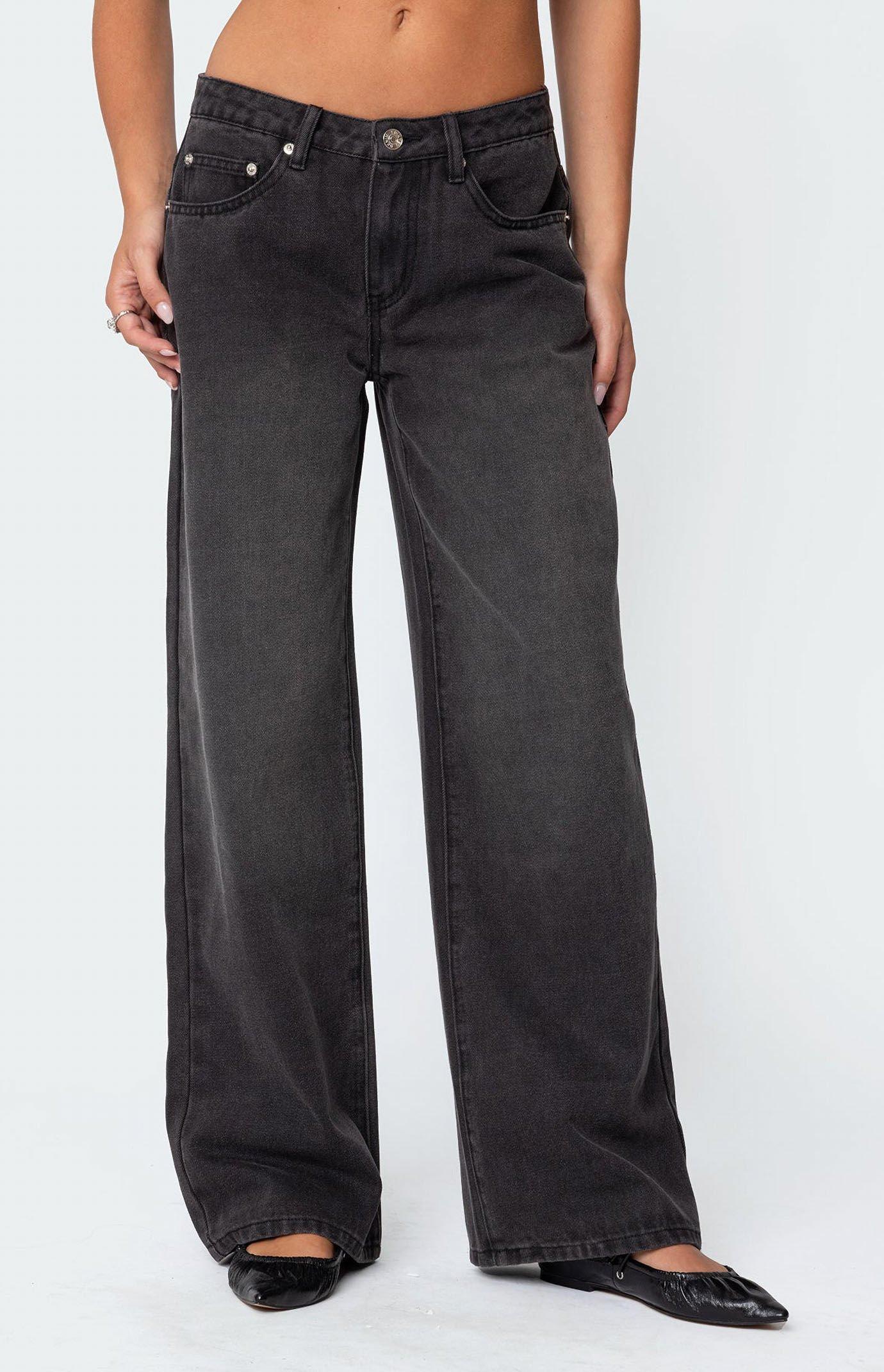 Edikted Women's 1980 Leopard Patch Low Rise Jeans Product Image