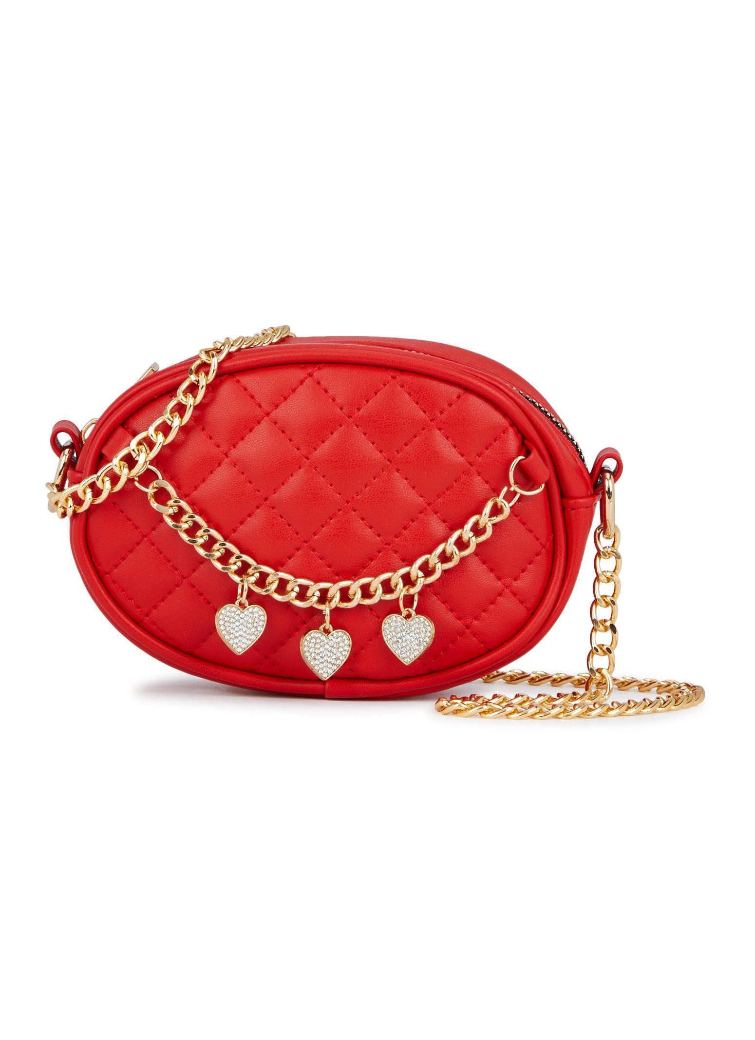 Heart Charm Chain Quilted Crossbody Bag Female Product Image