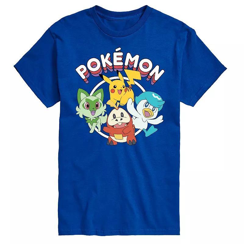 Big & Tall Pokemon Action Portraits Graphic Tee, Mens Med Blue Product Image