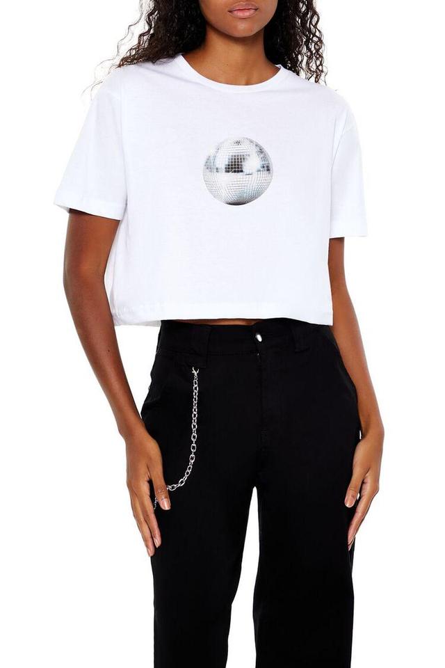 Disco Ball Graphic Cropped Tee | Forever 21 Product Image