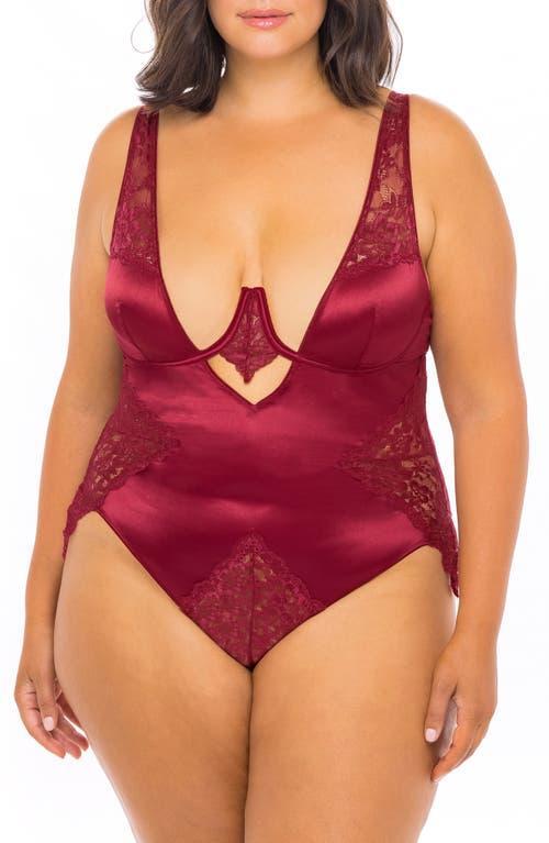 Oh La La Cheri Plunge Neck Underwire Teddy with Lace Insets Product Image