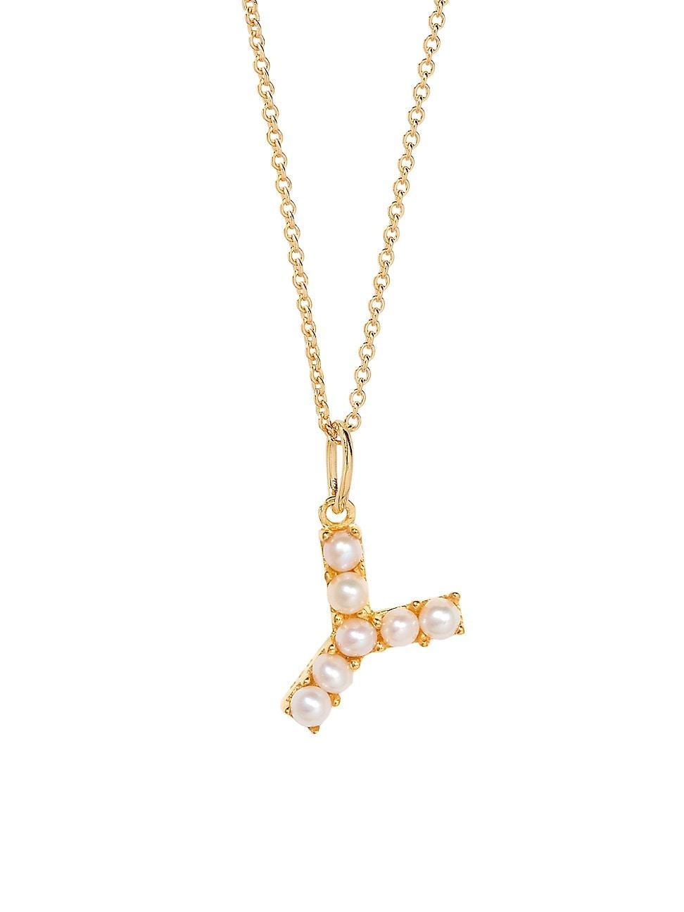 Womens Bridget Initial 14K-Gold-Plated & Freshwater Pearl Necklace Product Image