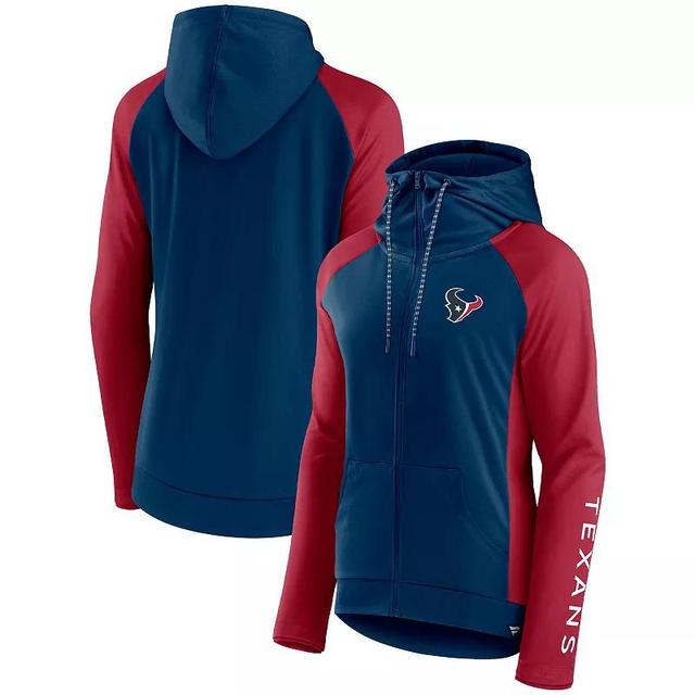 Womens Fanatics Branded /Red Houston Texans End Around Lightweight Raglan Full-Zip Hoodie Jacket Blue Product Image