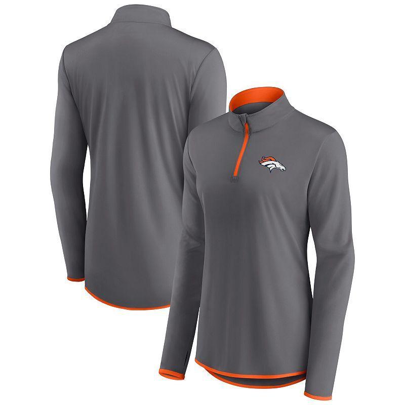 Womens Fanatics Branded Gray Denver Broncos Corner Long Sleeve 1/4 Zip Top Product Image