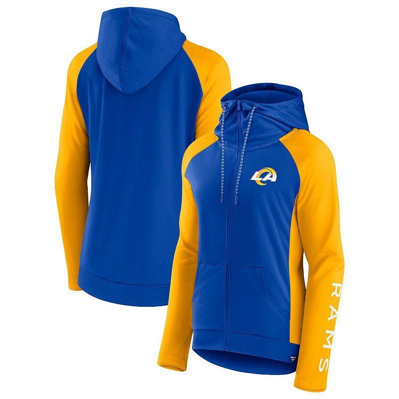 Womens Fanatics Branded Royal/Gold Los Angeles Rams End Around Lightweight Raglan Full-Zip Hoodie Jacket Product Image