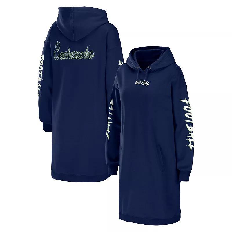 Womens WEAR by Erin Andrews College Seattle Seahawks Hoodie Dress Blue Product Image