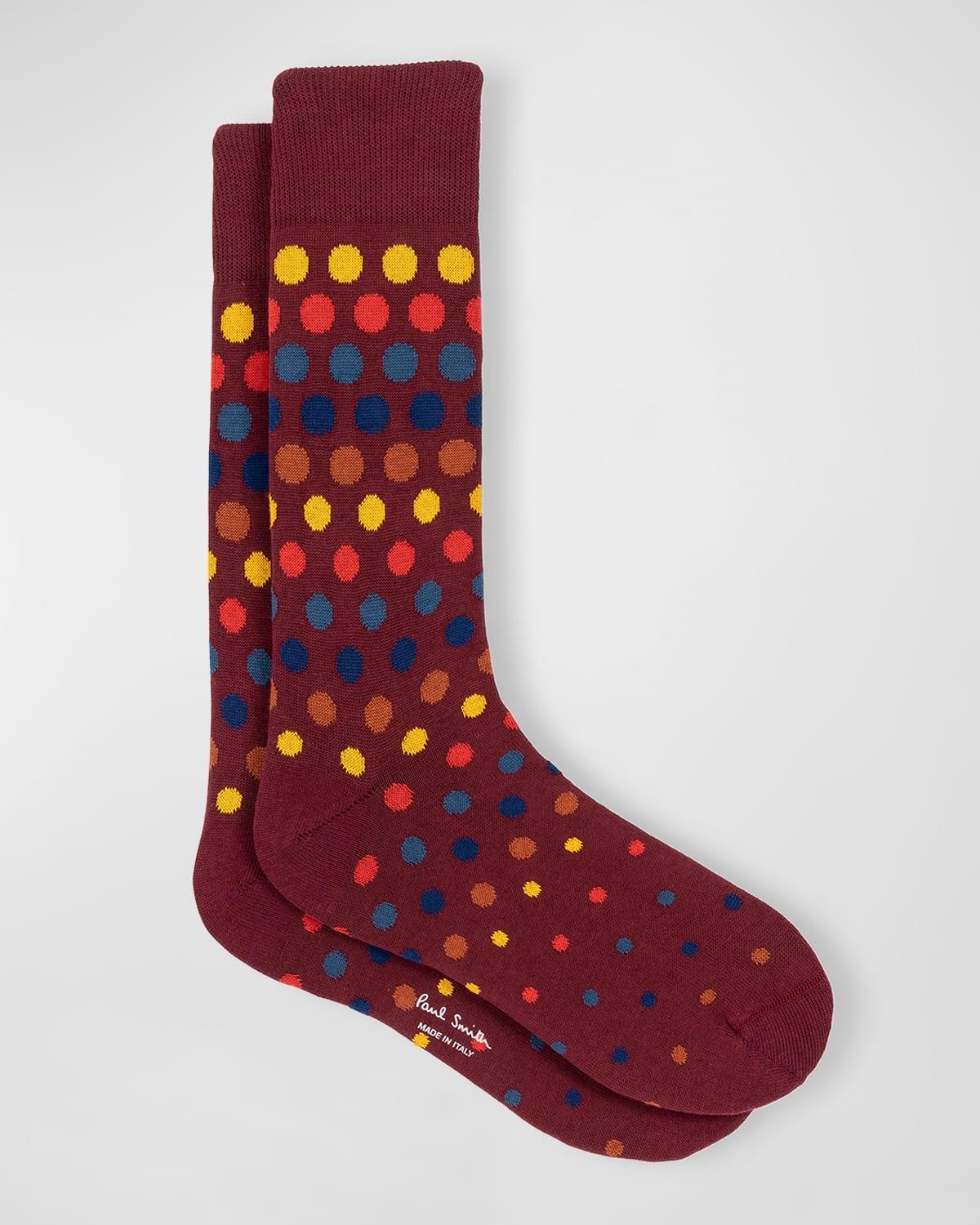 Mens English Spot Polka Dot Crew Socks Product Image