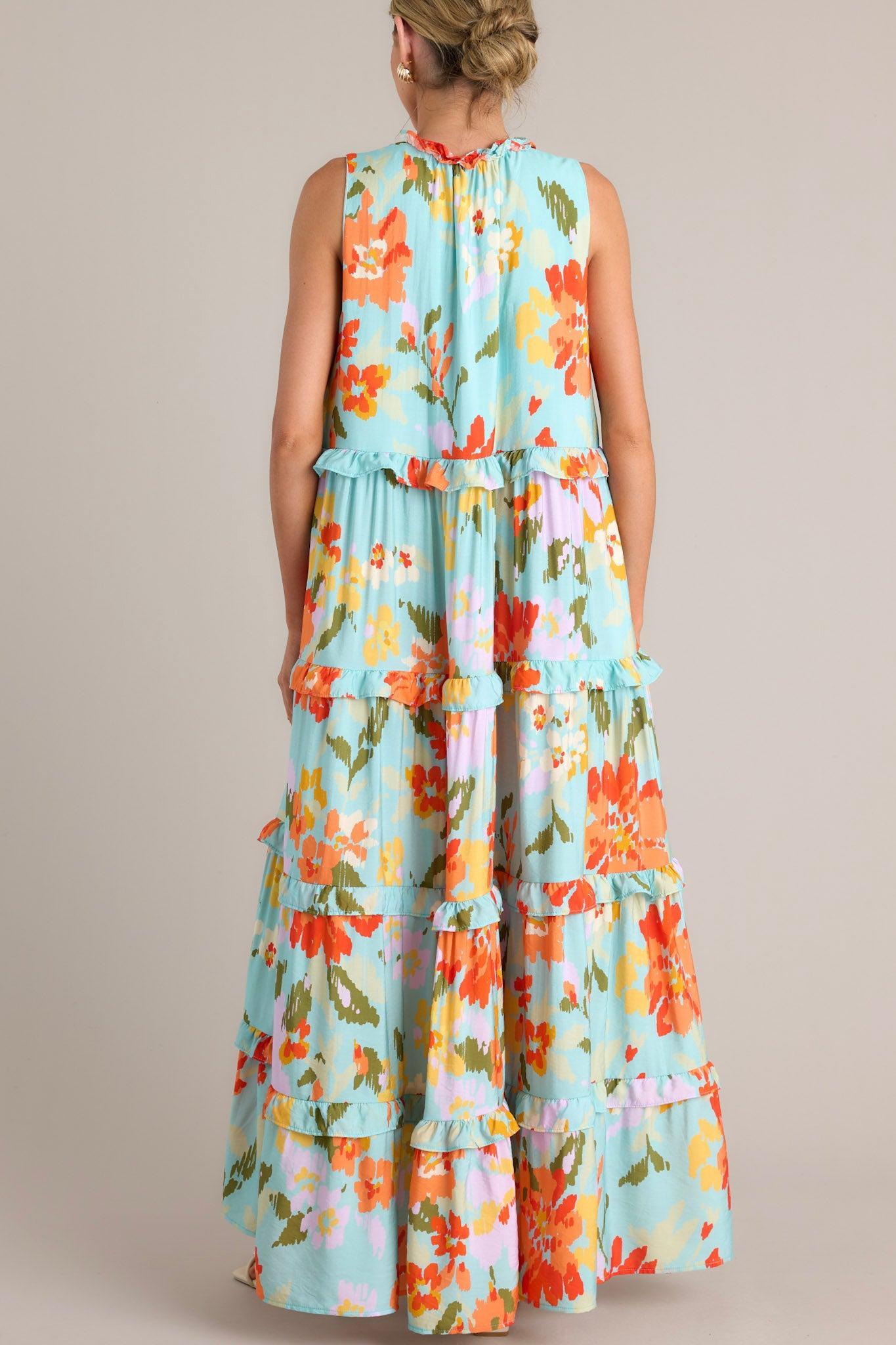 Blossom Breeze Sky Blue Multi Floral Maxi Dress Product Image