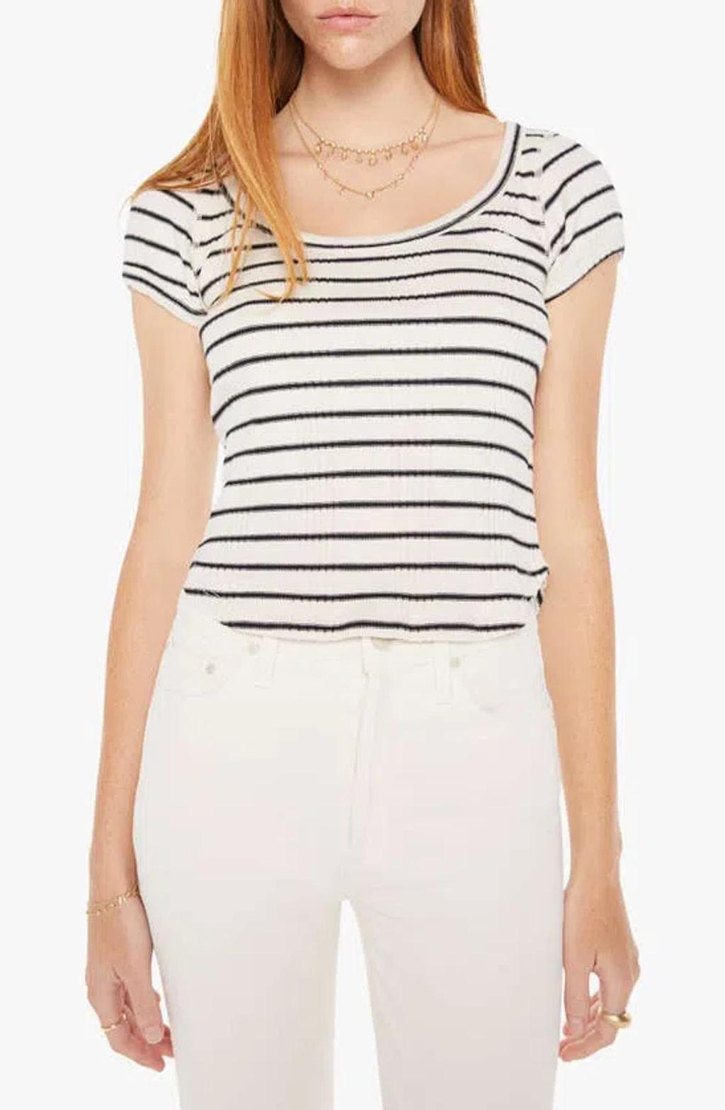 The Itty Bitty Scoop Striped Tee In White product image