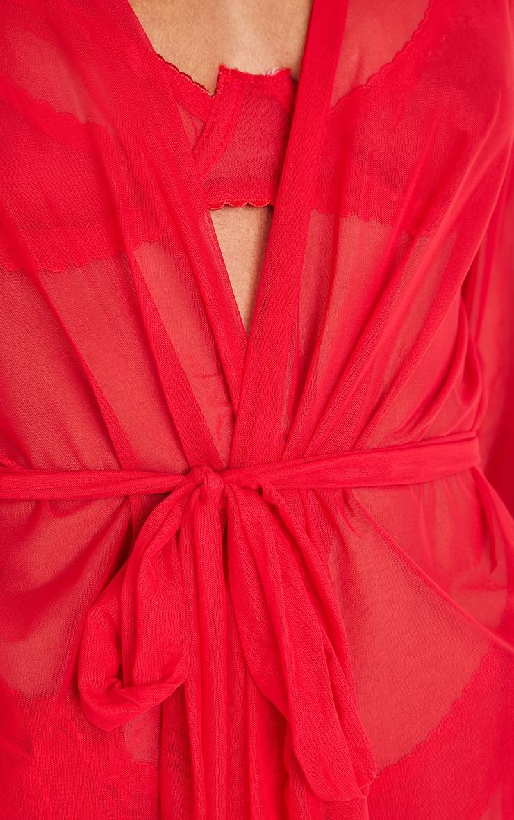 Red Mesh Tie Robe Product Image