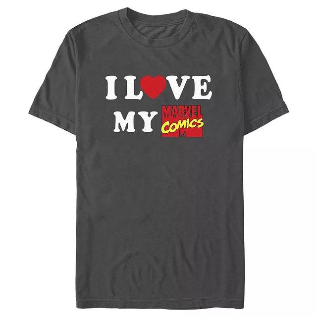 Mens The Avengers I Love My Marvel Comics Graphic Tee Grey Product Image