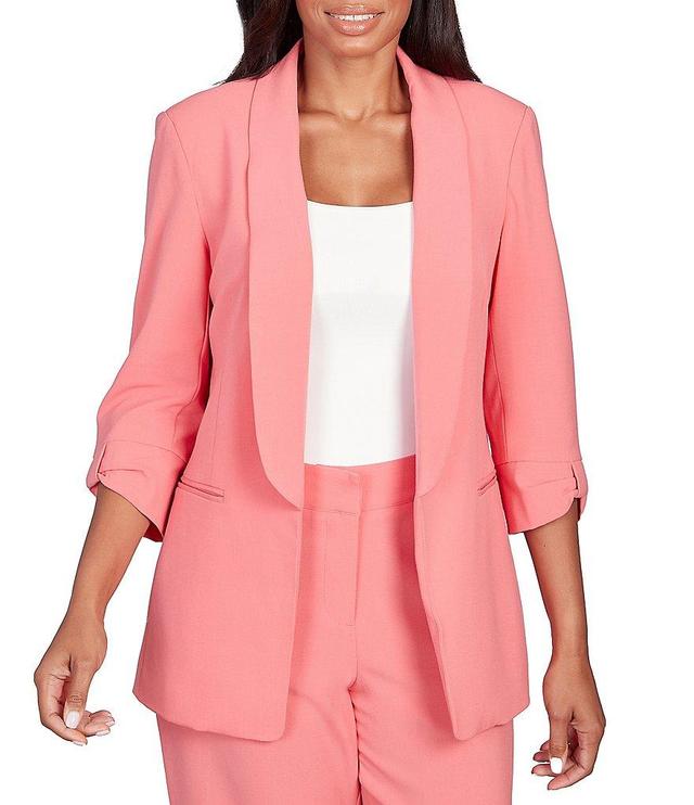 Ruby Rd. Petite Size Shawl Lapel Collar 3/4 Roll-Tab Sleeve Open-Front Jacket Product Image