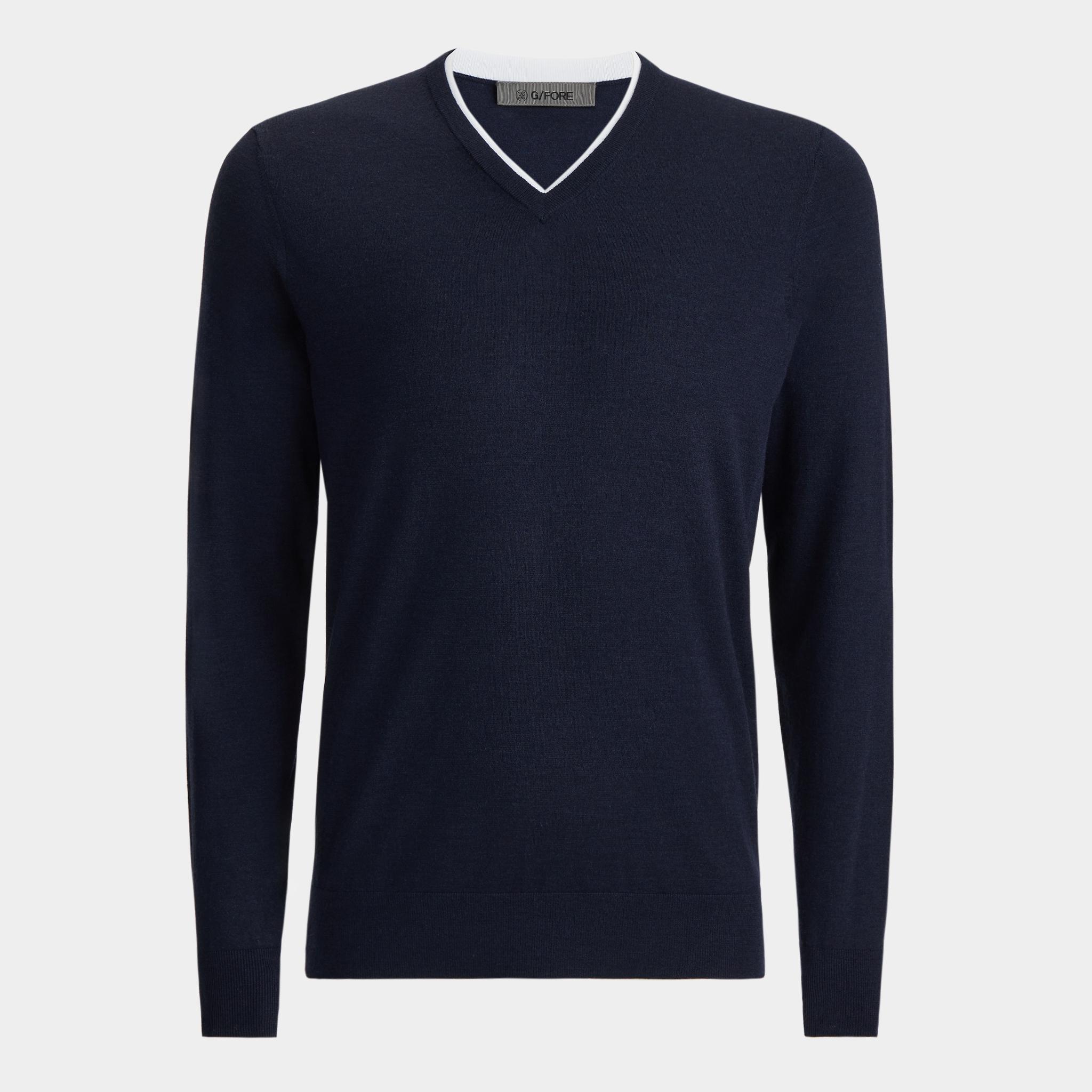 MERINO WOOL BLEND V NECK SWEATER Product Image