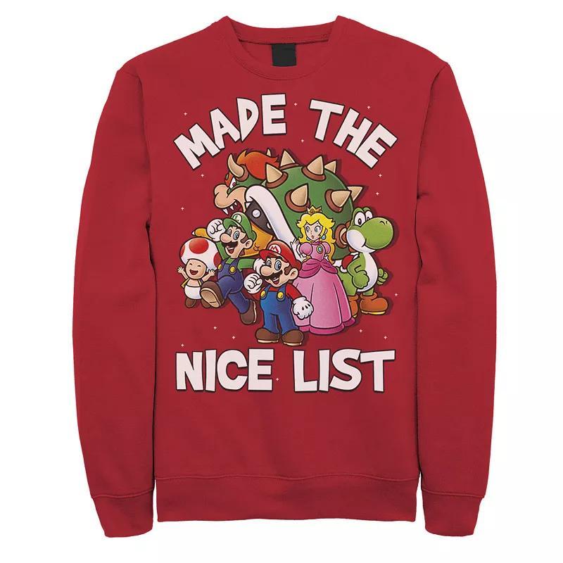 Mens Super Mario Bros. Made The Nice List Character Collage Sweatshirt Product Image