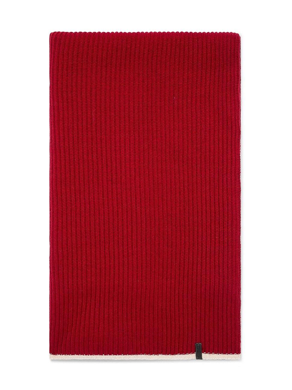 Womens Cashmere English Rib Knit Scarf with Monili Product Image