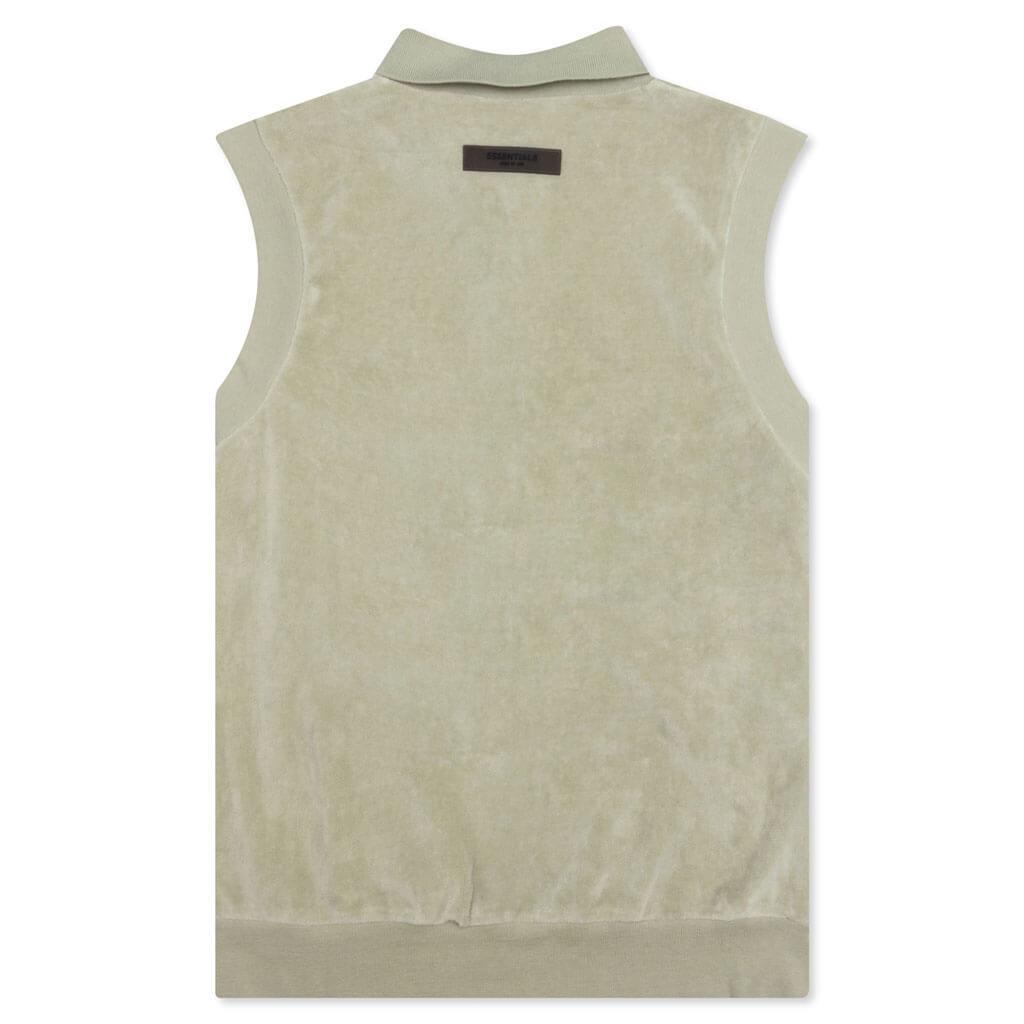 Essentials Women's Velour Sleeveless Polo - Seafoam Female Product Image