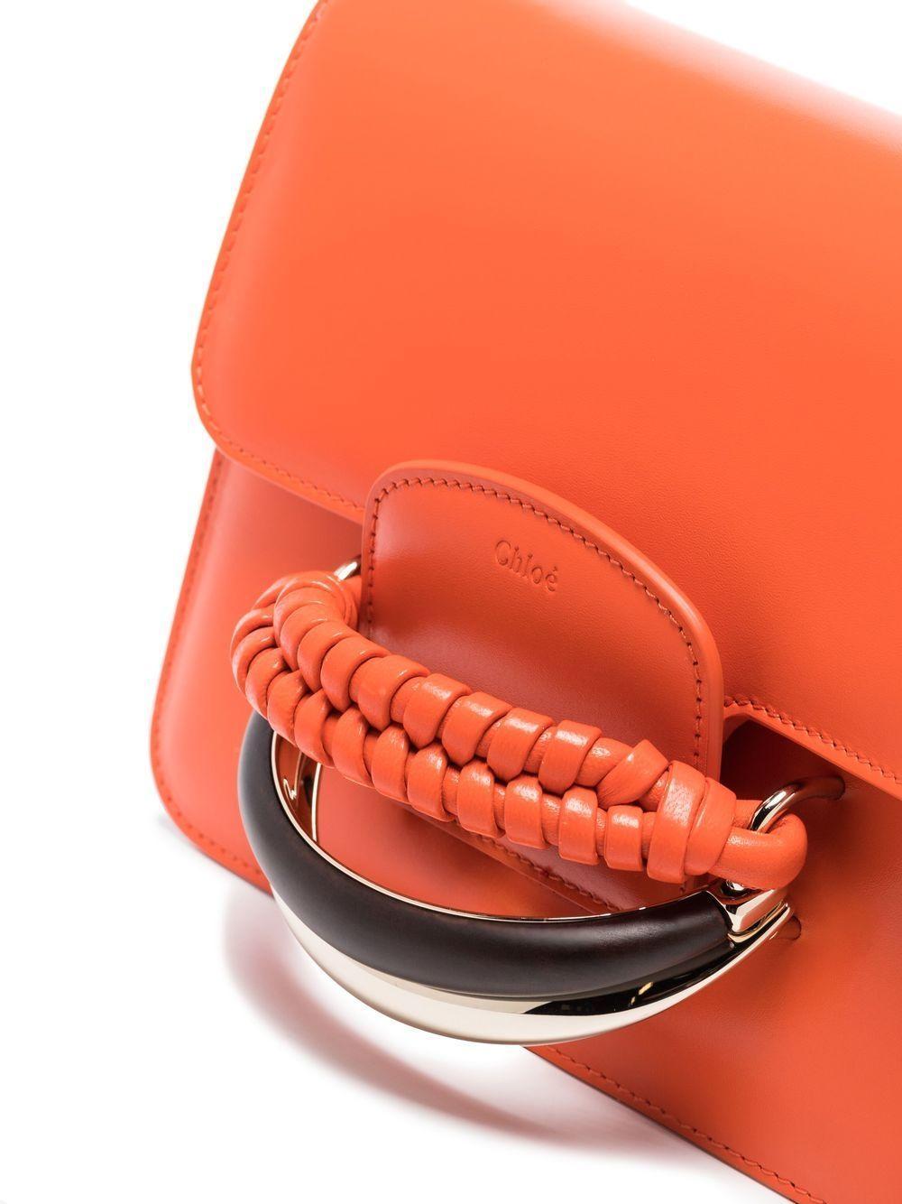 Kattie Crossbody Bag In Calf Leather With Braided Detail In Orange Product Image