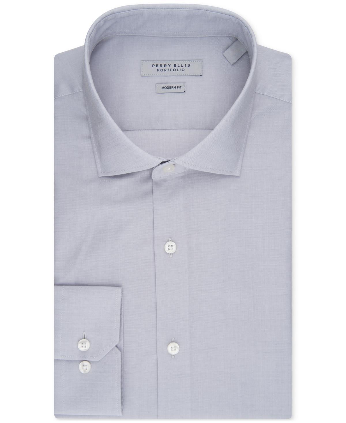 Perry Ellis Mens Modern-Fit Lux Twill Solid Dress Shirt Product Image