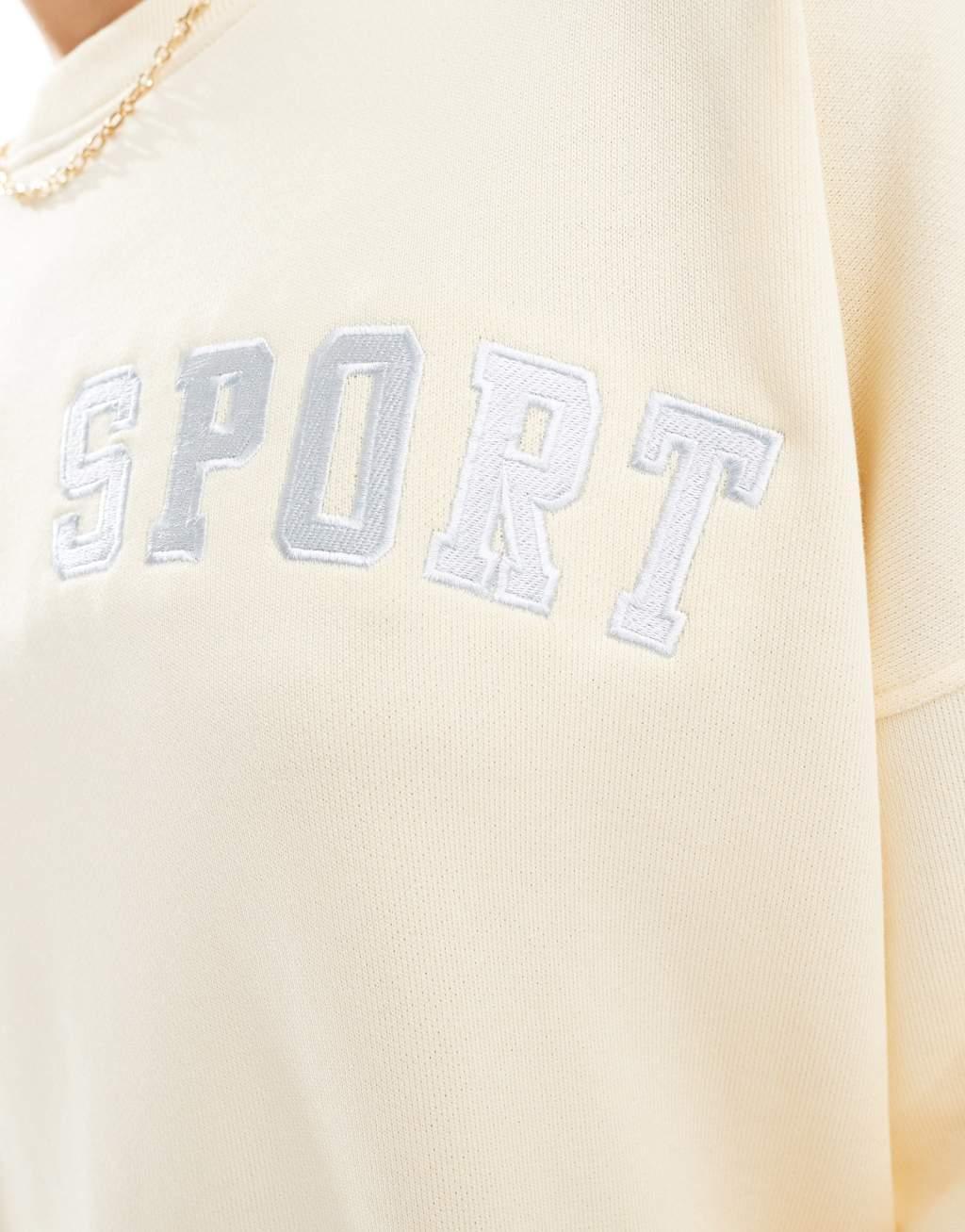 Kaiia athletic logo sweatshirt in lemon Product Image