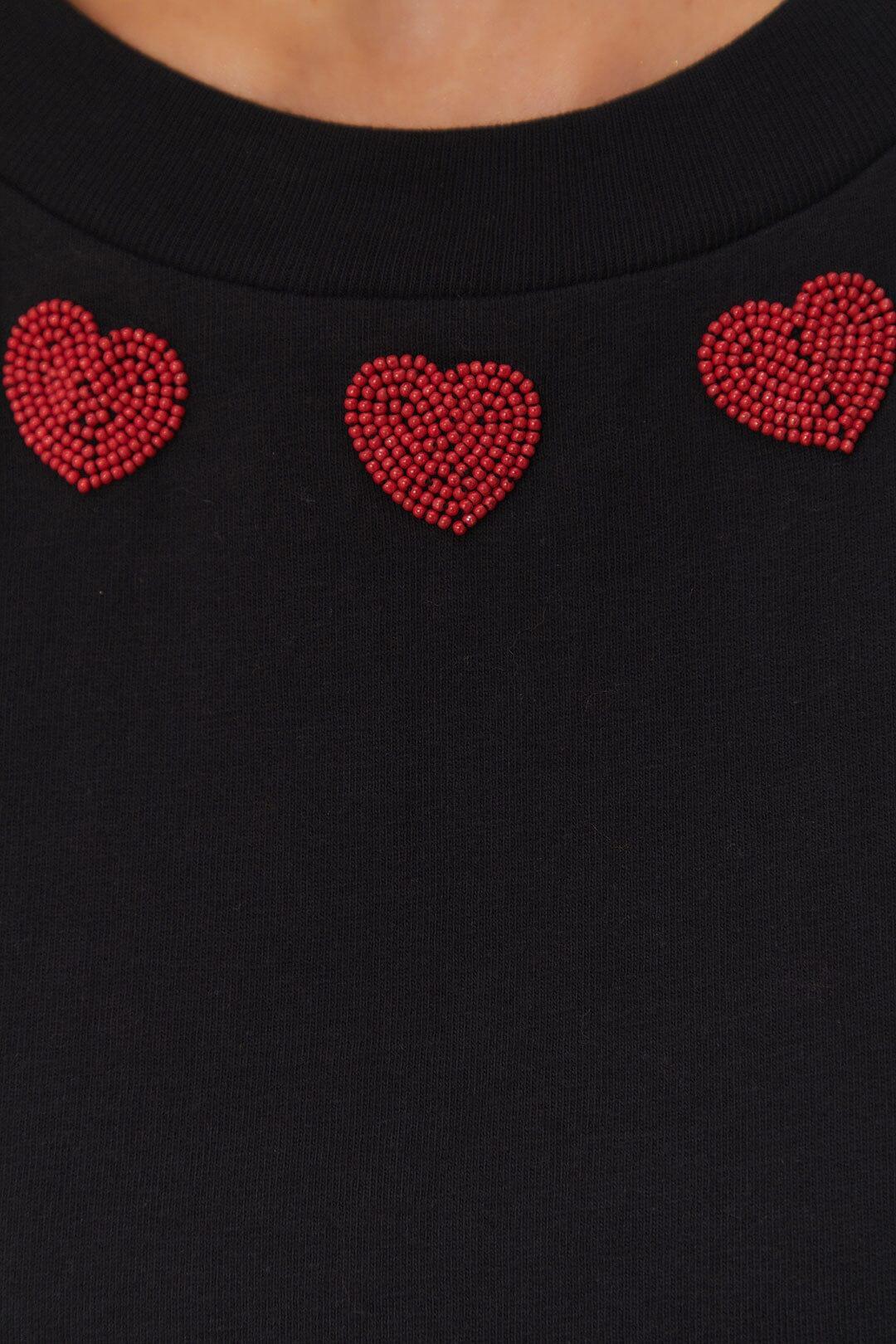 Black Beaded Hearts T-Shirt Product Image