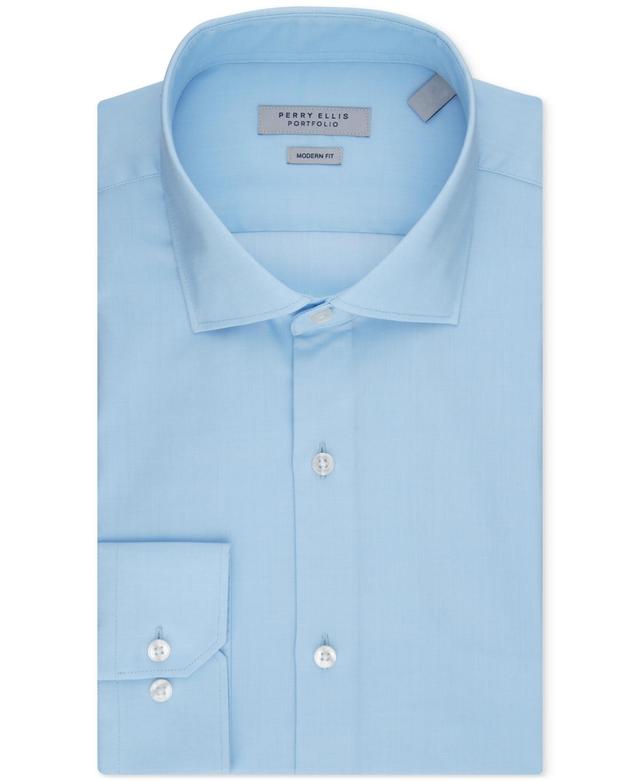 Perry Ellis Mens Modern-Fit Lux Twill Solid Dress Shirt Product Image