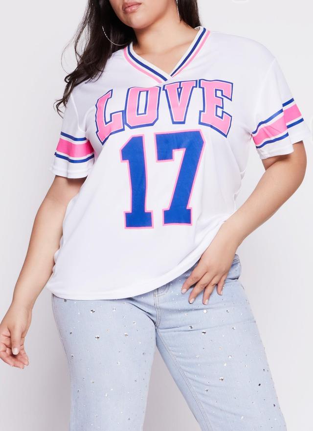 Womens Plus Size Love 17 V Neck Football Jersey Product Image