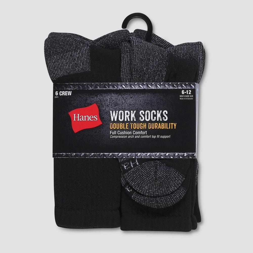 Hanes Men's Work Crew Socks 6pk - 6-12 Product Image