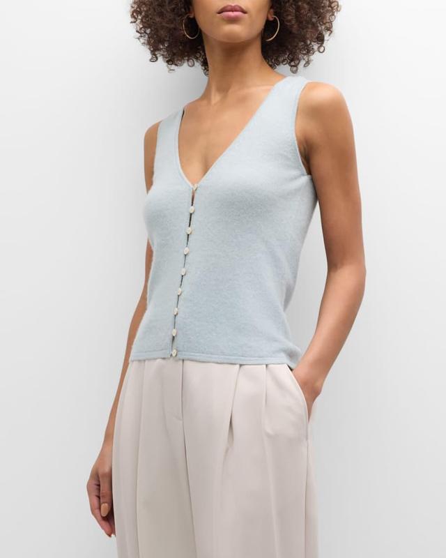 Cashmere Button-Down Sleeveless Top Product Image