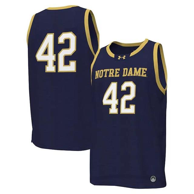 Mens Under Armour #42 Notre Dame Fighting Irish Replica Basketball Jersey Blue Product Image