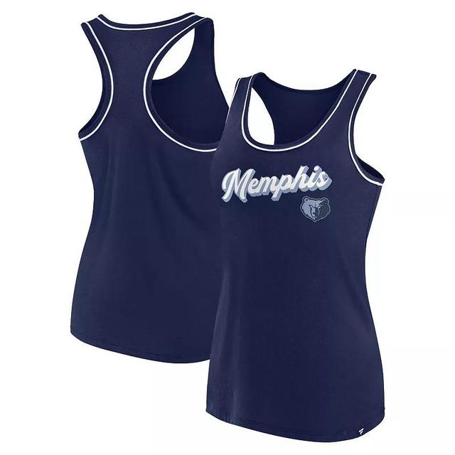 Womens Fanatics Branded Navy Memphis Grizzlies Wordmark Logo Racerback Tank Top Grz Blue Product Image