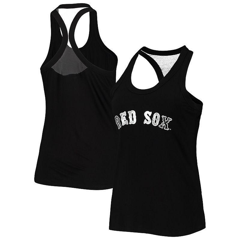 Womens The Wild Collective Black Boston Red Sox Tonal Athleisure Racerback Tank Top Product Image