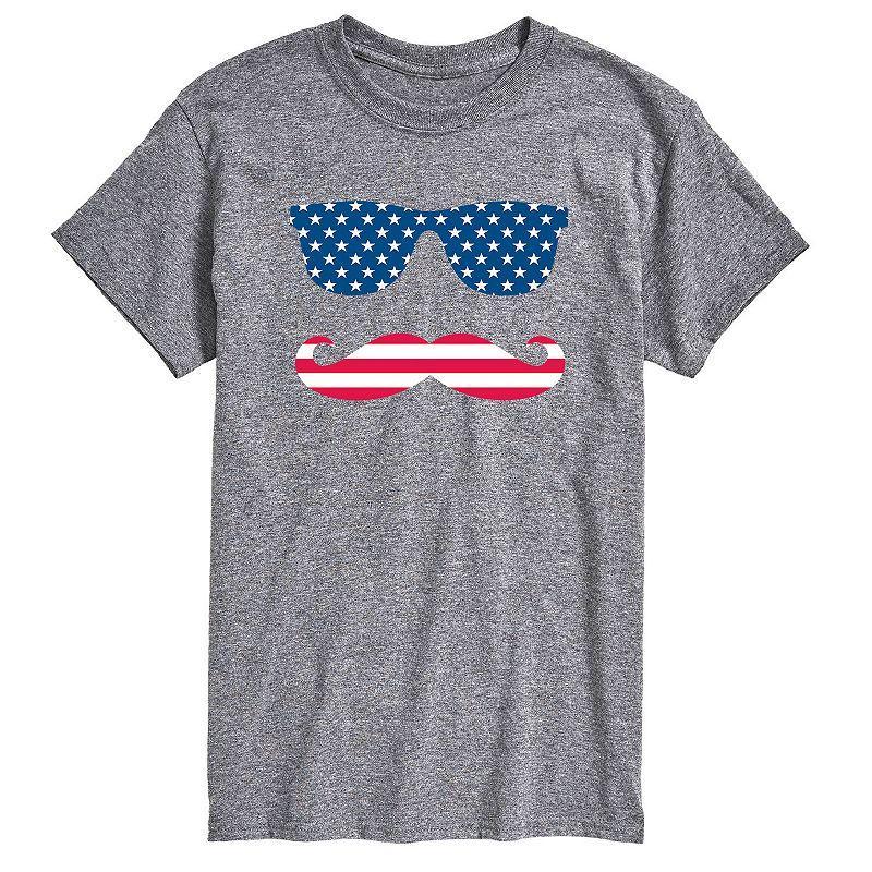 Mens Patriotic Mustache Glasses Tee Product Image