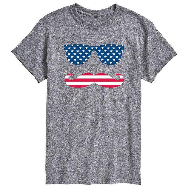 Mens Patriotic Mustache Glasses Tee Product Image