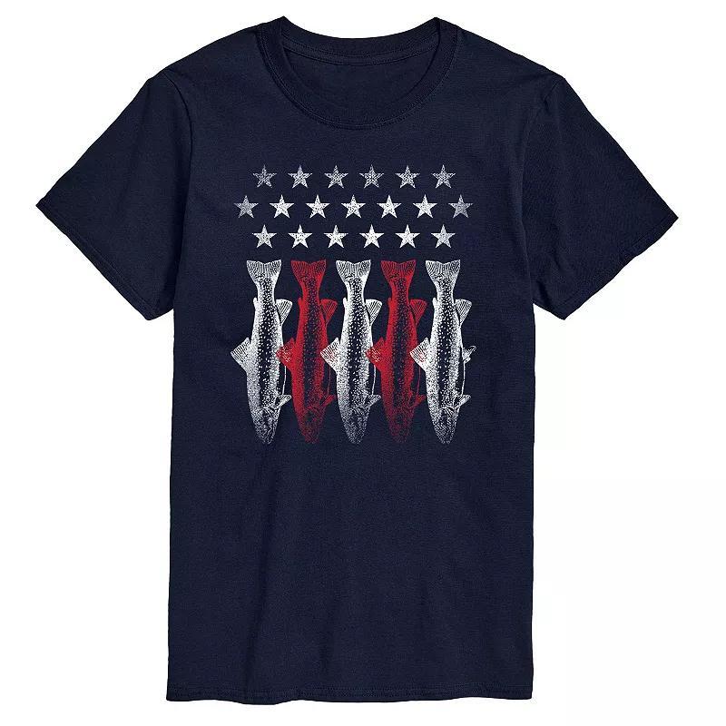 Mens Americana Flag Fish Graphic Tee Black Product Image