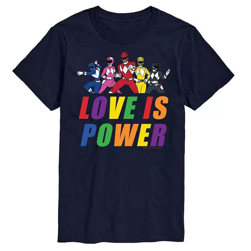 Big & Tall Power Rangers Love Is Power Graphic Tee, Mens Blue Product Image