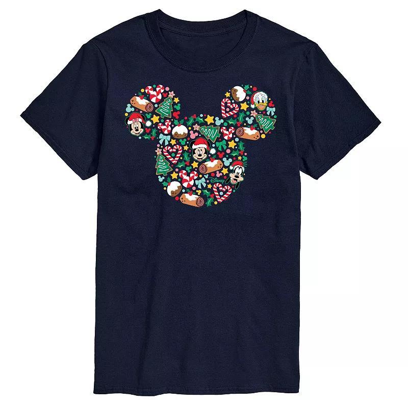 Disneys Big & Tall Mickey Silhouette Christmas Graphic Tee, Mens Blue Product Image