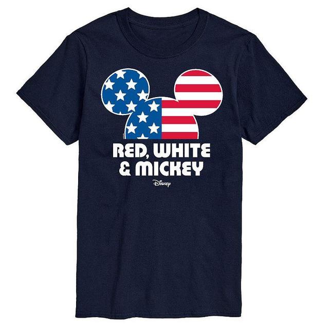 Disneys Mens Red White And Mickey Graphic Tee Blue Product Image