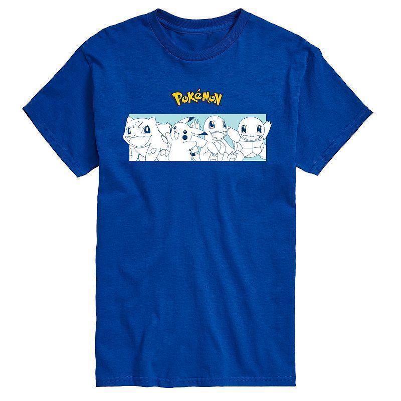 Mens Pokemon Starters Stripe Graphic Tee Med Blue Product Image