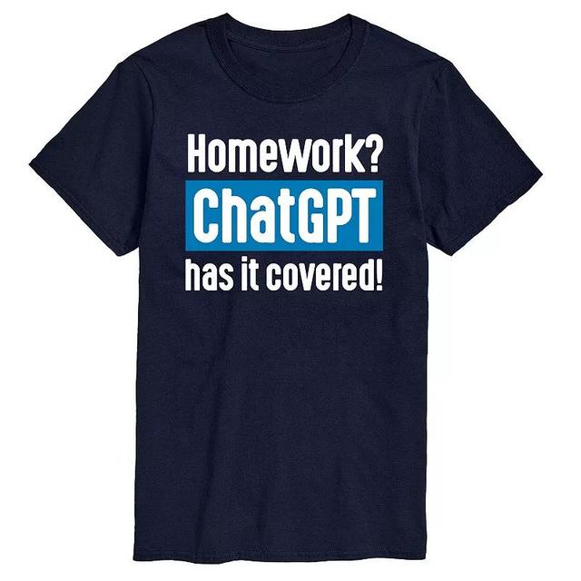 Mens Homework ChatGPT Has It Covered Graphic Tee Blue Product Image