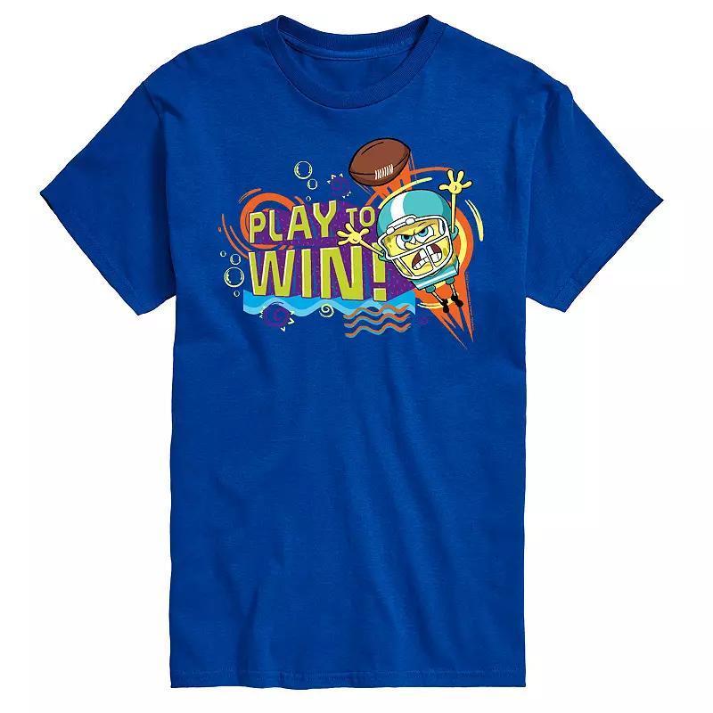 Mens SpongeBob SquarePants Play Win Tee Blue Product Image