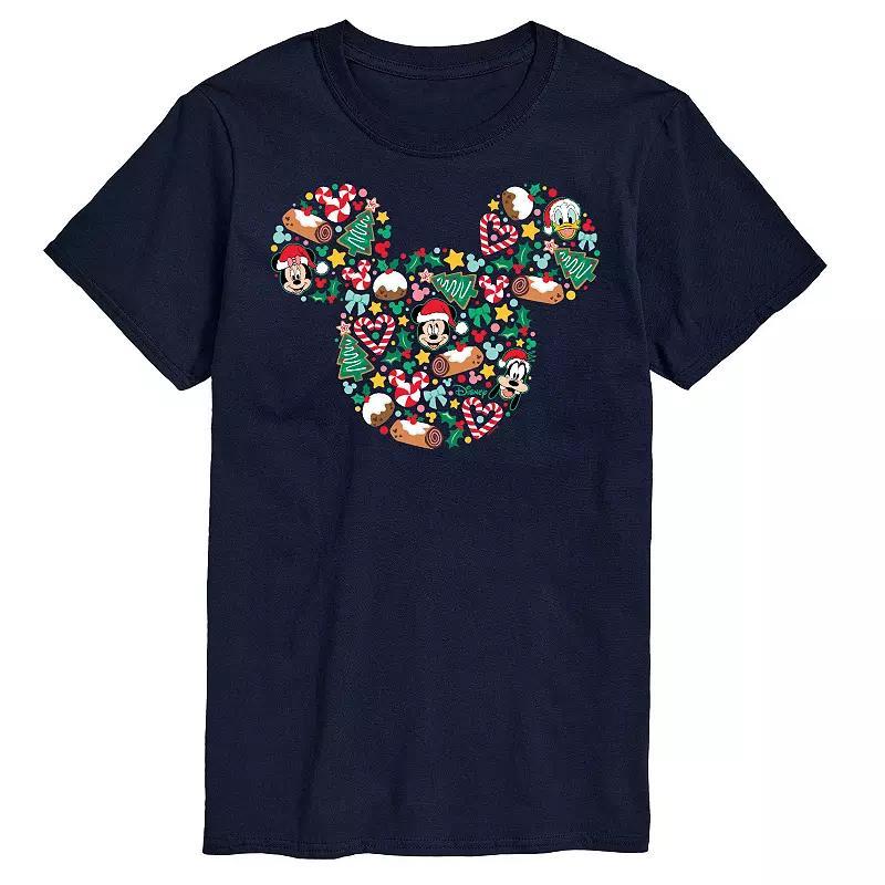 Disneys Big & Tall Mickey Silhouette Christmas Graphic Tee, Mens Blue Product Image