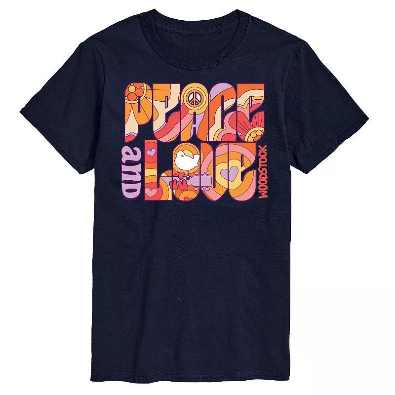 Big & Tall Woodstock Peace And Love Graphic Tee, Mens Blue Product Image