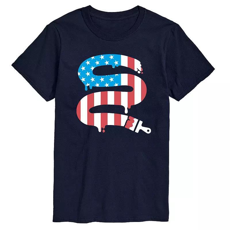 Big & Tall Paintbrush American Flag Graphic Tee, Mens Blue Product Image