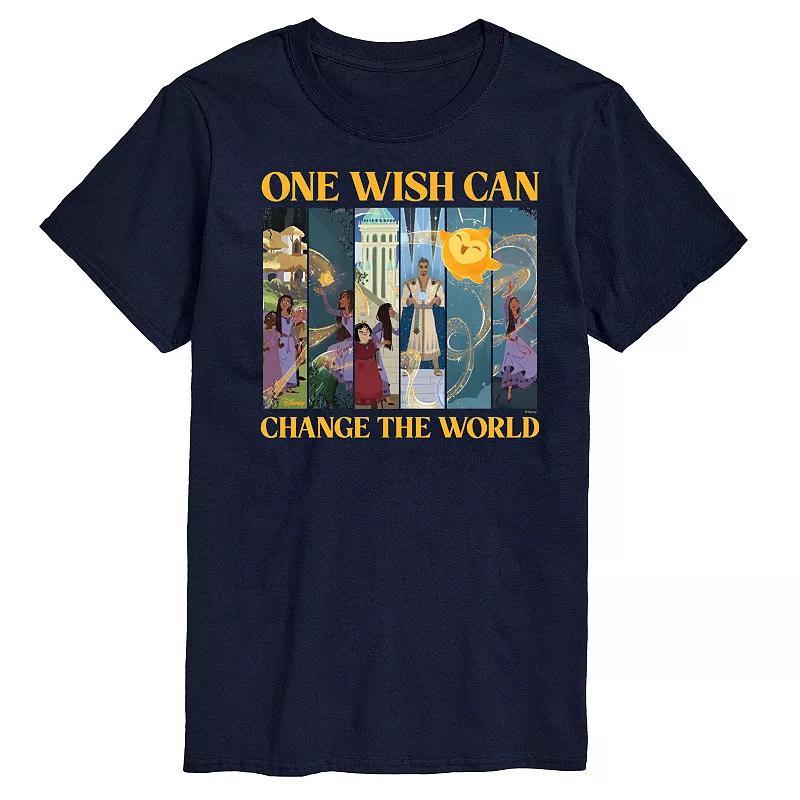 Disneys Wish Big & Tall One Wish Change The World Graphic Tee, Mens Blue Product Image