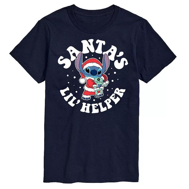 Disneys Lilo & Stitch Mens Santas Lil Helper Graphic Tee Blue Product Image