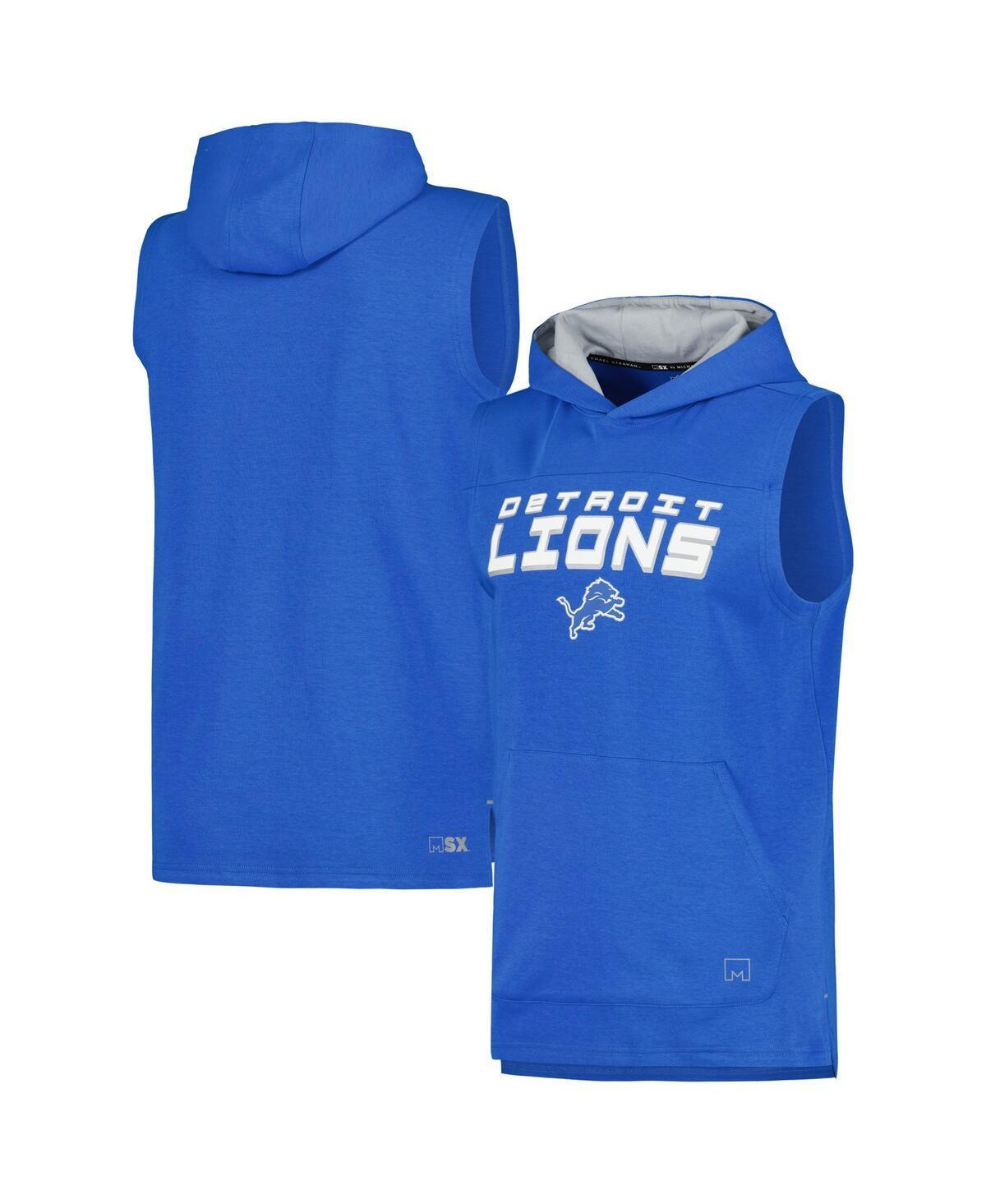 Mens Msx by Michael Strahan Blue Detroit Lions Captain Tri-Blend Sleeveless Hoodie T-shirt Product Image