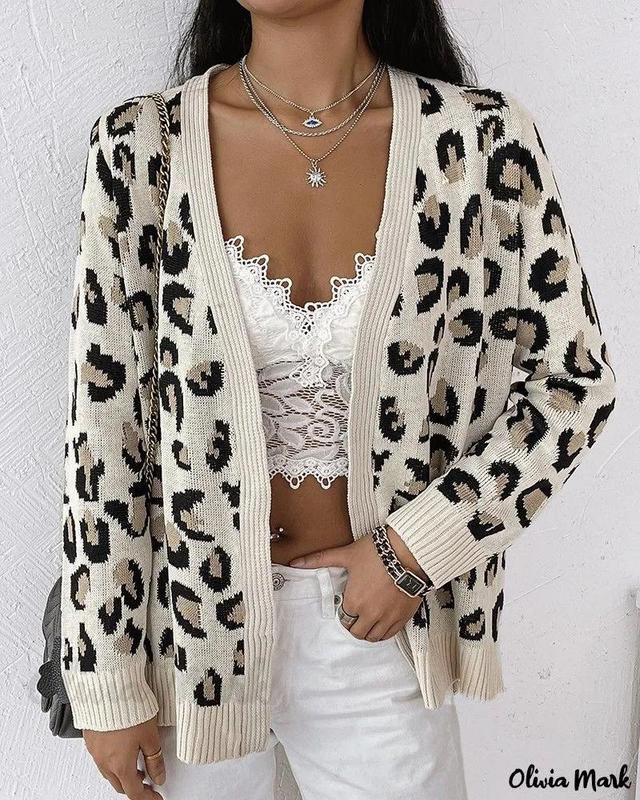 Olivia Mark – Animal Print Open Front Cardigan with a Fierce Leopard Pattern Product Image