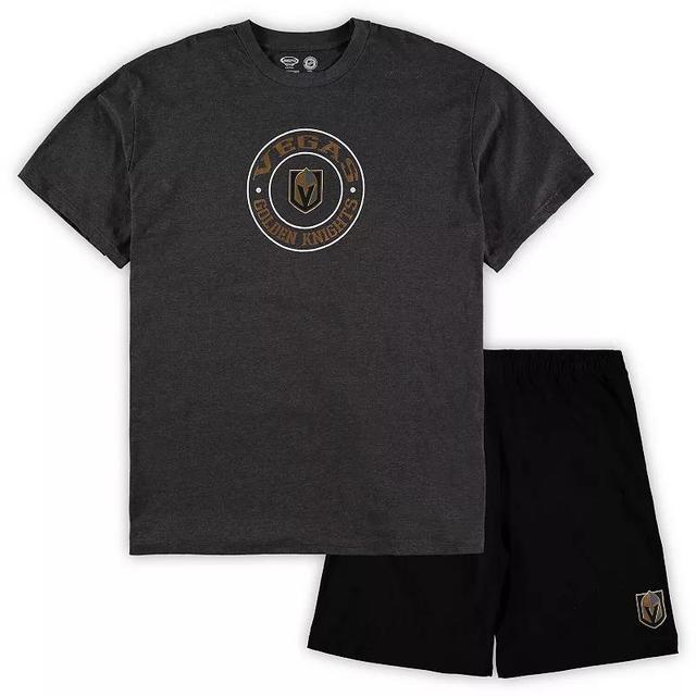 Mens Concepts Sport Black/Heathered Charcoal Vegas Golden Knights Big & Tall T-Shirt & Shorts Sleep Set Product Image