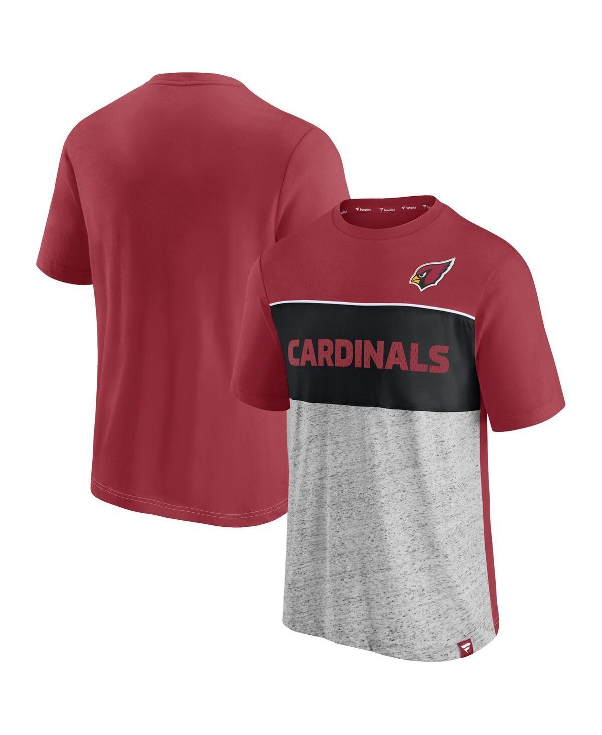 Mens Fanatics Branded Cardinal/Heathered Gray Arizona Cardinals Colorblock T-Shirt Product Image